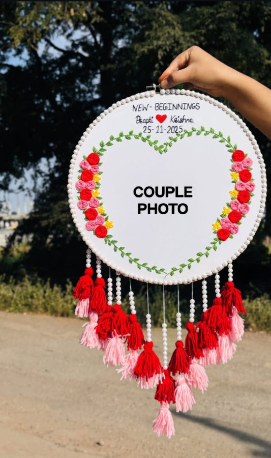 Premium Personalized Hand Embroidery Hoop Gift for Birthday & Anniversary | Custom Couple Name & Date Wall Hanging Decoration